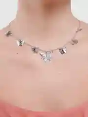Серебряный цепочка с подвеской "Бабочки", с кулоном, ожерелье с бабочками, 40 см