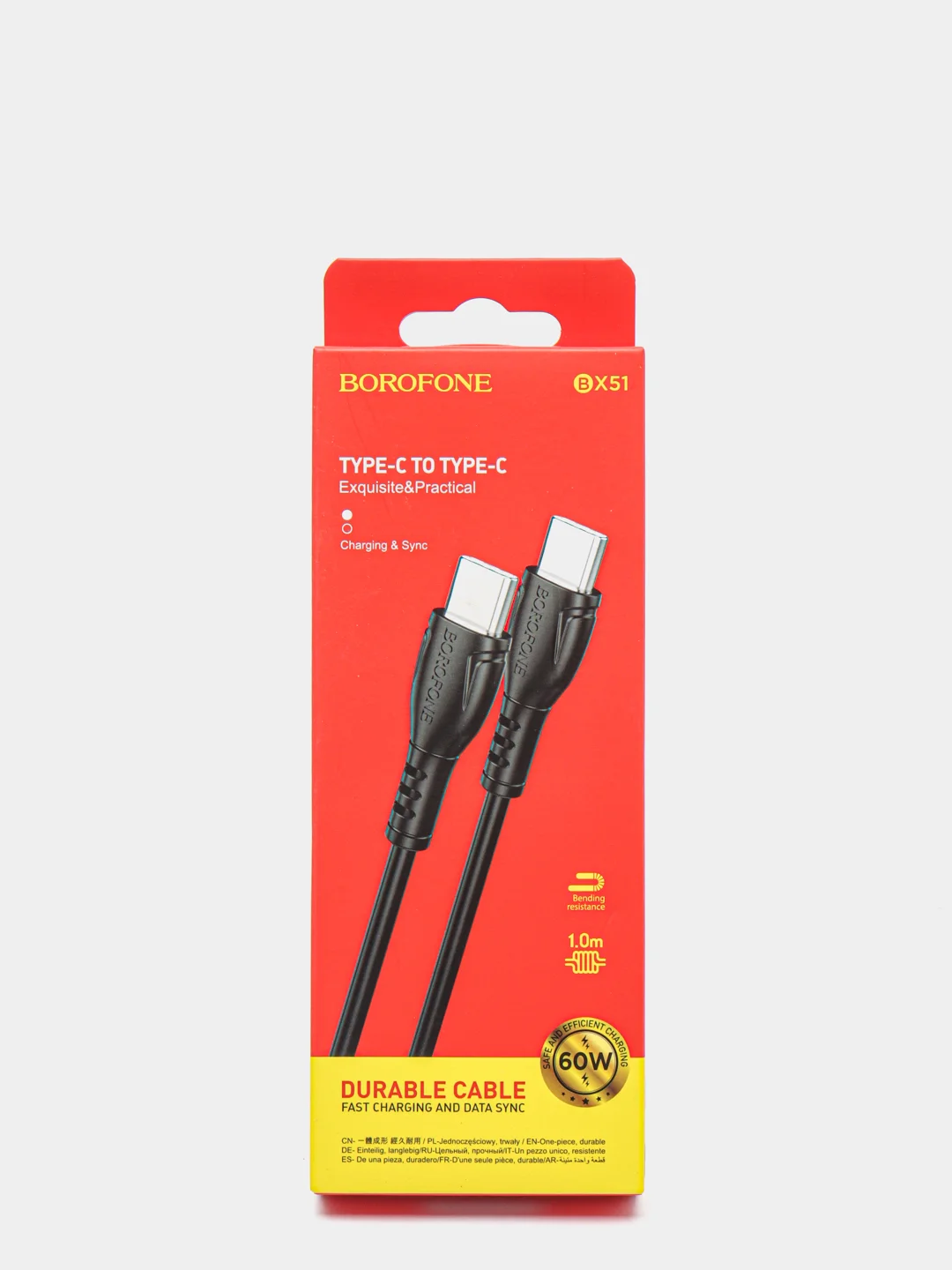 Черный кабель зарядный Borofone BX51 (3A, Type-C/Lightning, Type-C/Type-C для iPhone и Android)