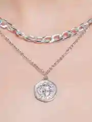 Серебряный цепь женская многослойная