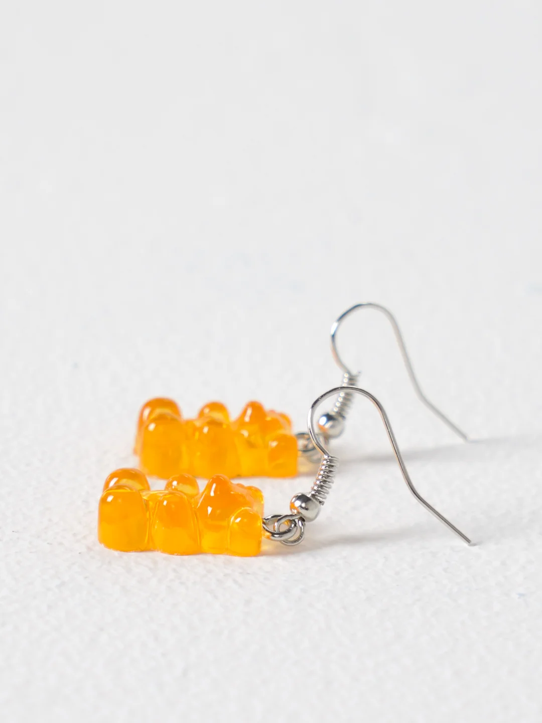 Оранжевый серьги в форме мармеладных мишек - "Jelly Bear", 3.8 см