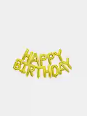 Золотой шары гирлянда "Happy Birthday" - "С Днем Рождения", большие 40 см, с лентой и трубочкой