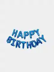 Синий шары гирлянда "Happy Birthday" - "С Днем Рождения", большие 40 см, с лентой и трубочкой