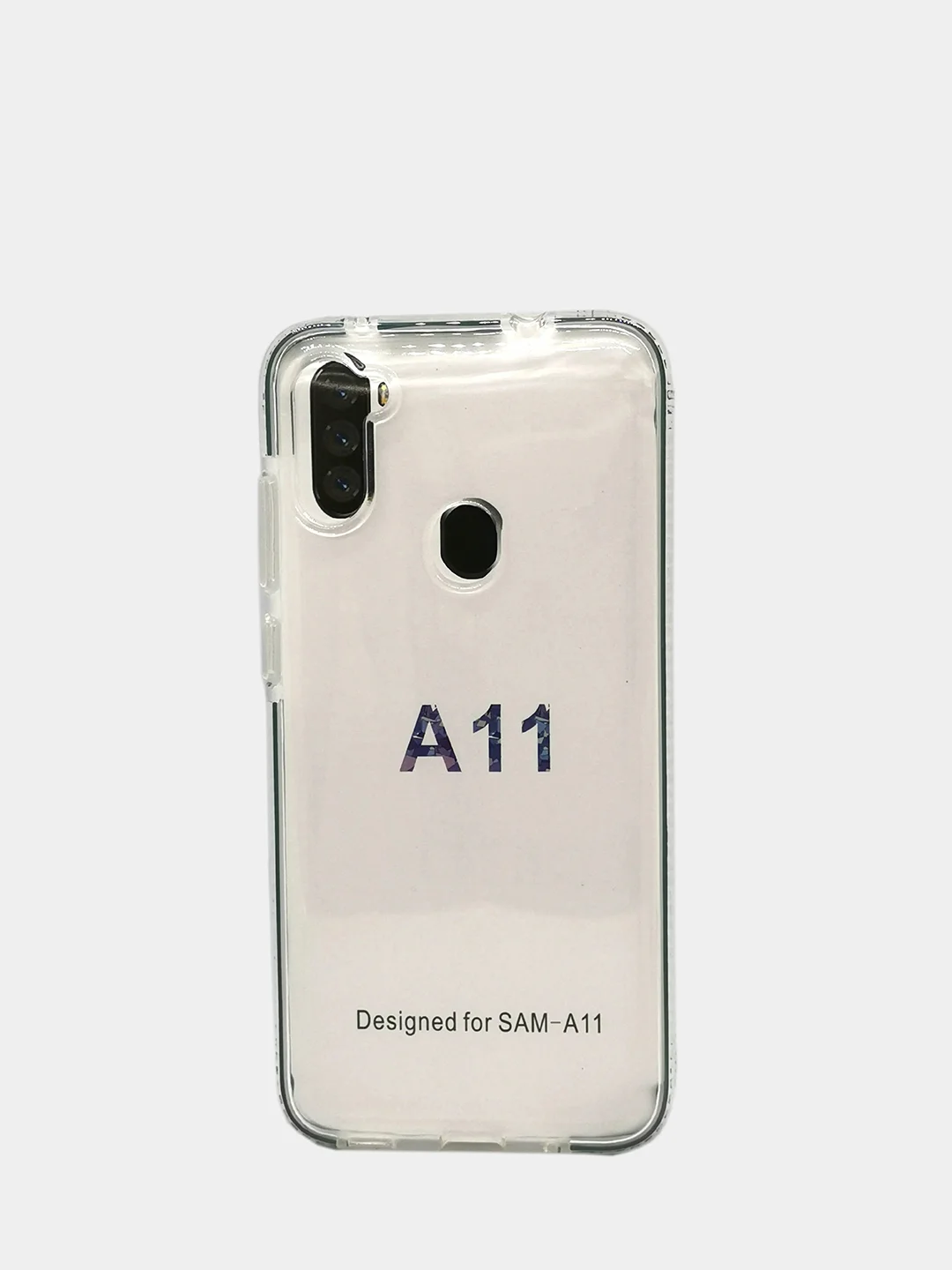 Зеленый чехол силиконовый Samsung A11, прозрачный, с цветной вставкой