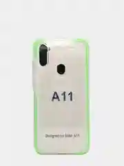 Лайм чехол силиконовый Samsung A11, прозрачный, с цветной вставкой