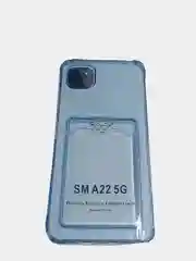 Голубой чехол для Samsung A22S с отделением для пластиковой карточки, противоударным бортом