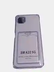 Сиреневый чехол для Samsung A22S с отделением для пластиковой карточки, противоударным бортом