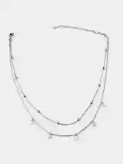 Серебряный двойная цепочка c месяцем и звездой на шею, 2 цвета