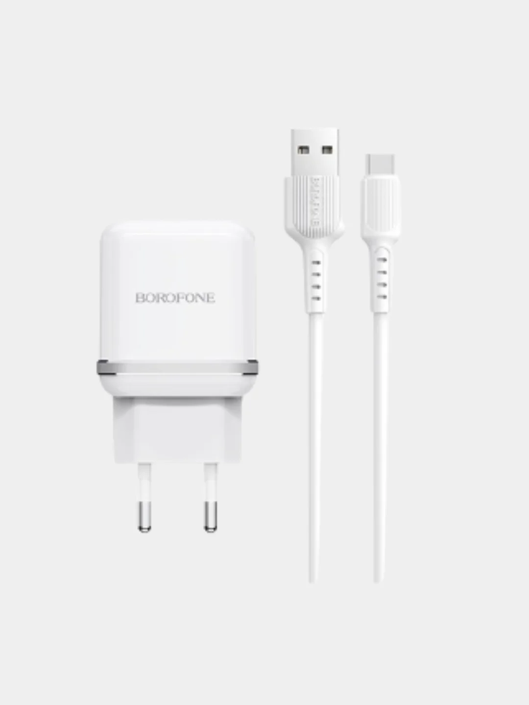 Белый зарядное устройство Borofone BA25A + кабель Type-C/Lightning/ 3A, 5V