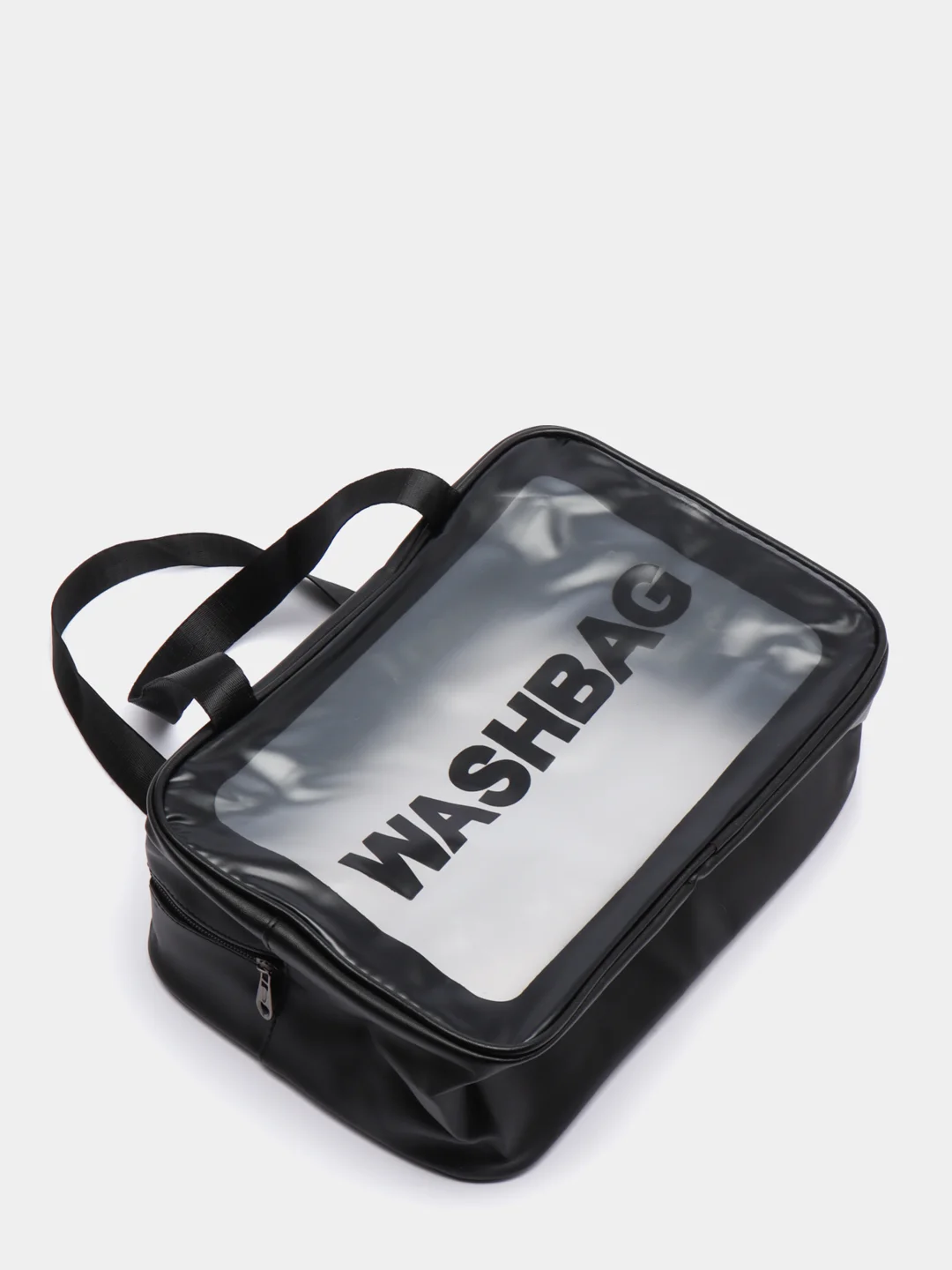 Черный сумка косметичка Washbag с ручками на молнии прозрачная, 4 цвета