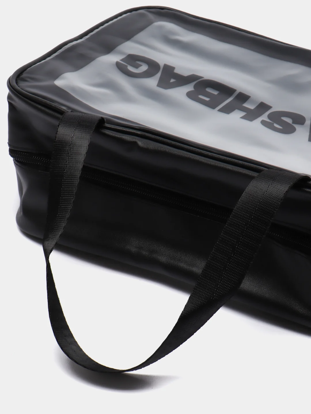 Черный сумка косметичка Washbag с ручками на молнии прозрачная, 4 цвета
