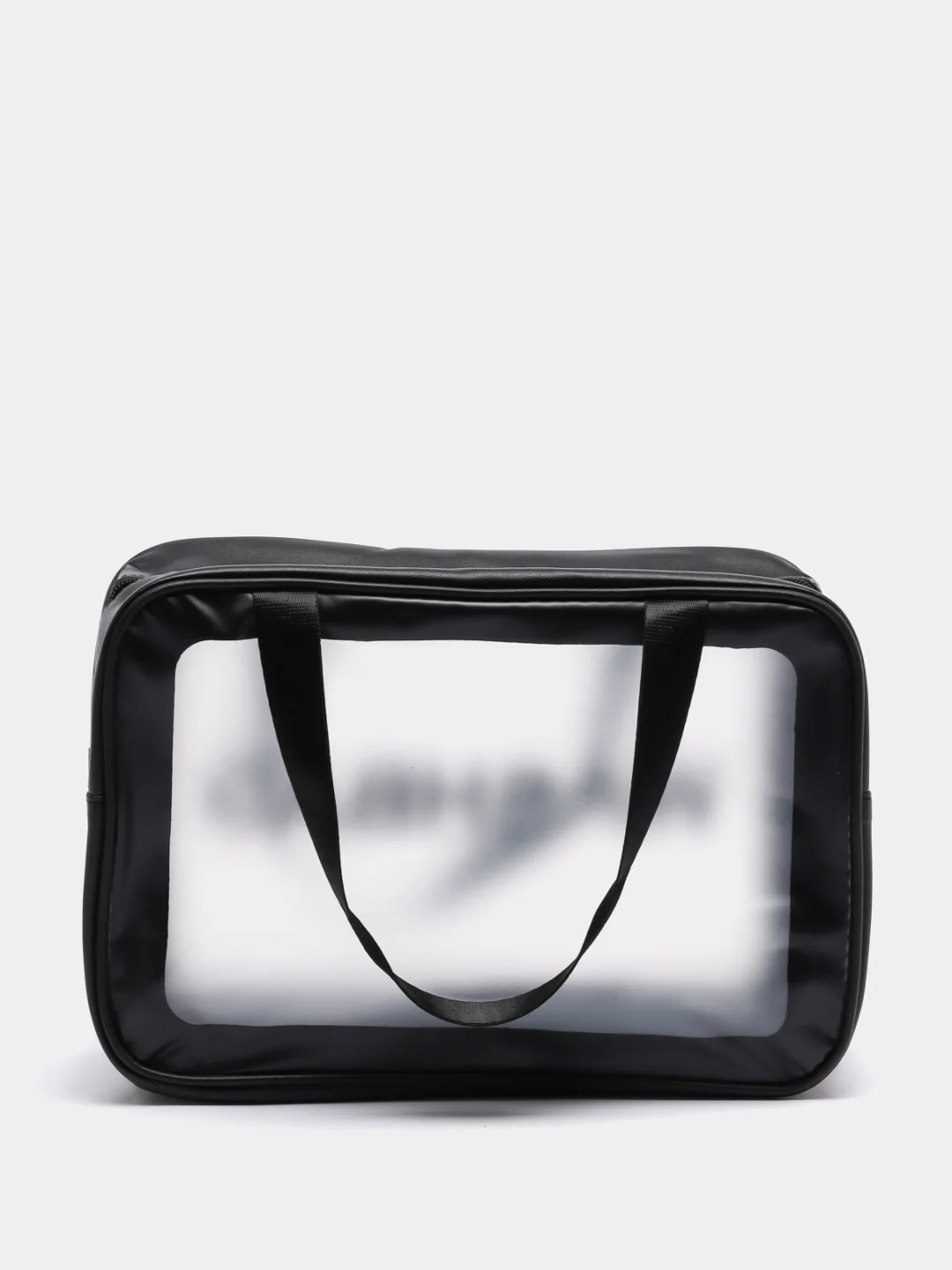 Черный сумка косметичка Washbag с ручками на молнии прозрачная, 4 цвета