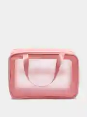 Розовый сумка косметичка Washbag с ручками на молнии прозрачная, 4 цвета