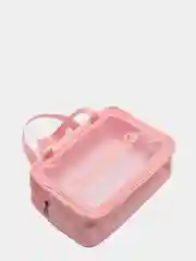 Розовый сумка косметичка Washbag с ручками на молнии прозрачная, 4 цвета