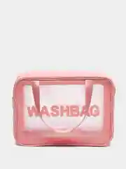 Розовый сумка косметичка Washbag с ручками на молнии прозрачная, 4 цвета