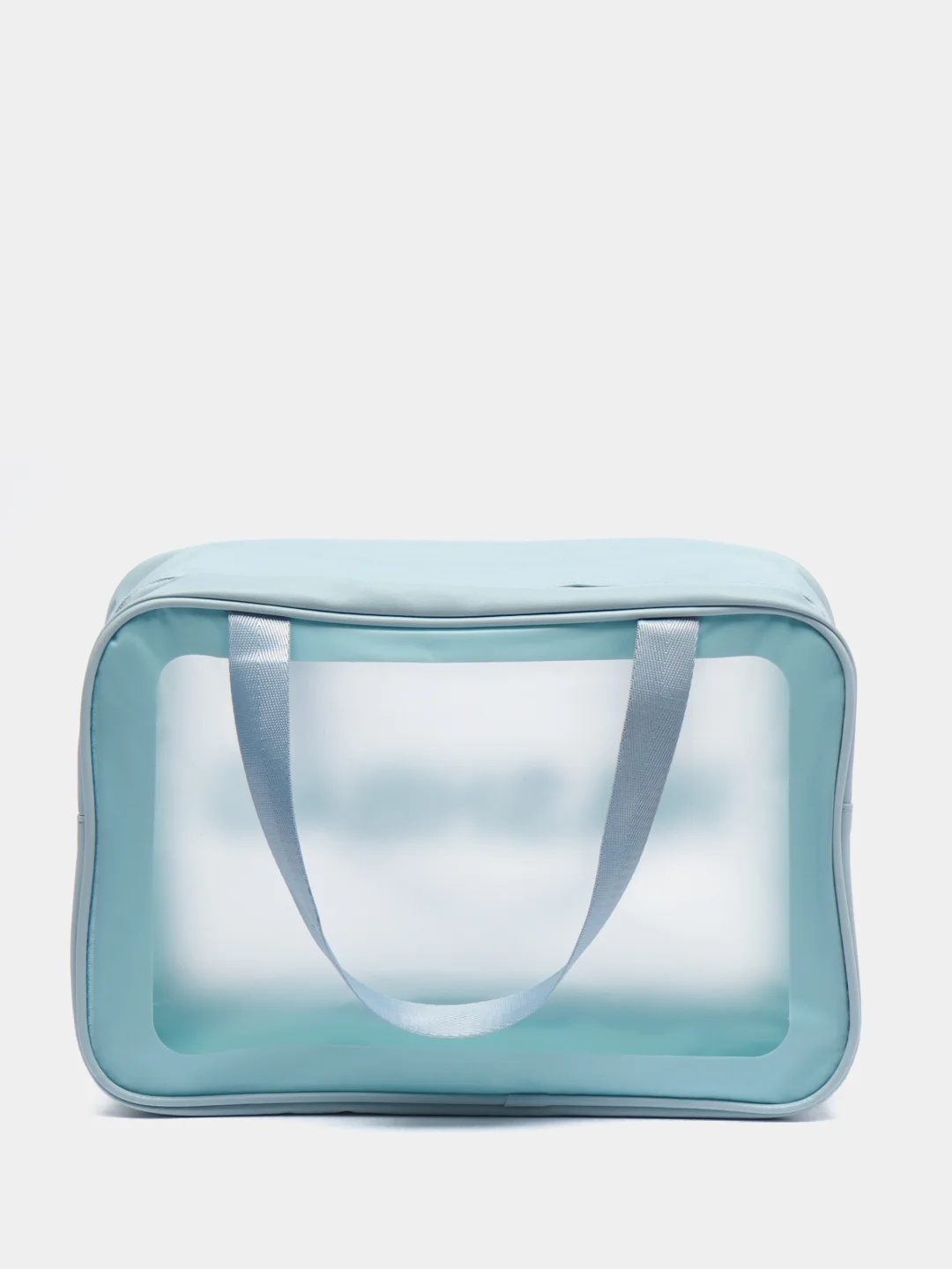 Голубой сумка косметичка Washbag с ручками на молнии прозрачная, 4 цвета