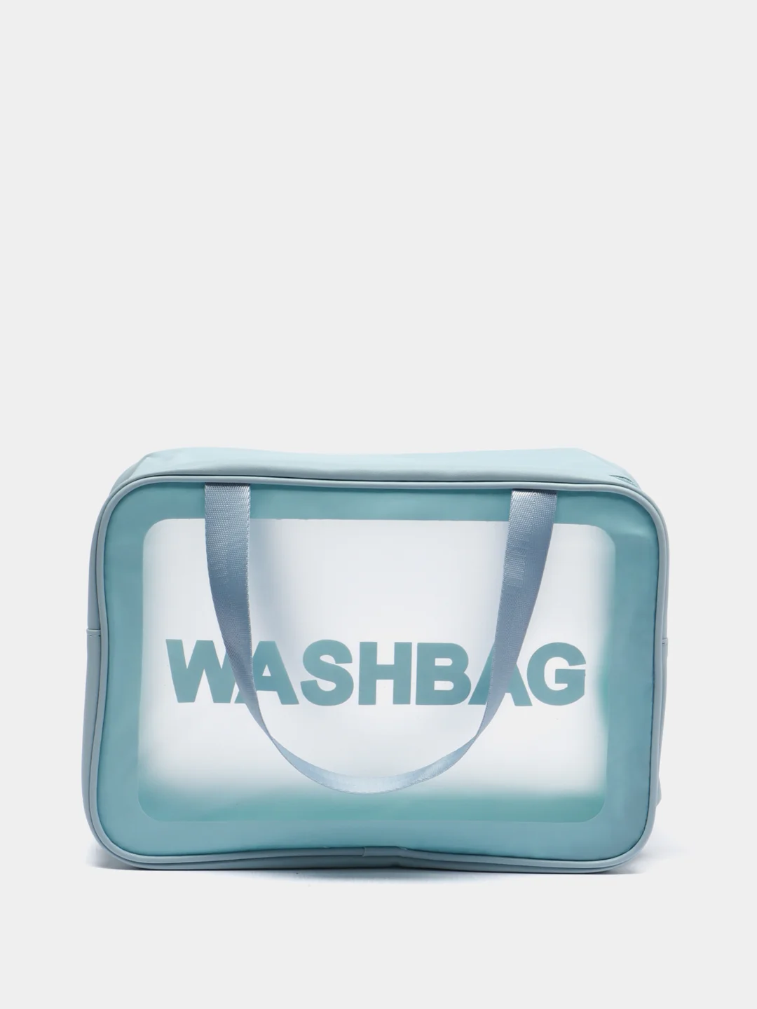 Голубой сумка косметичка Washbag с ручками на молнии прозрачная, 4 цвета