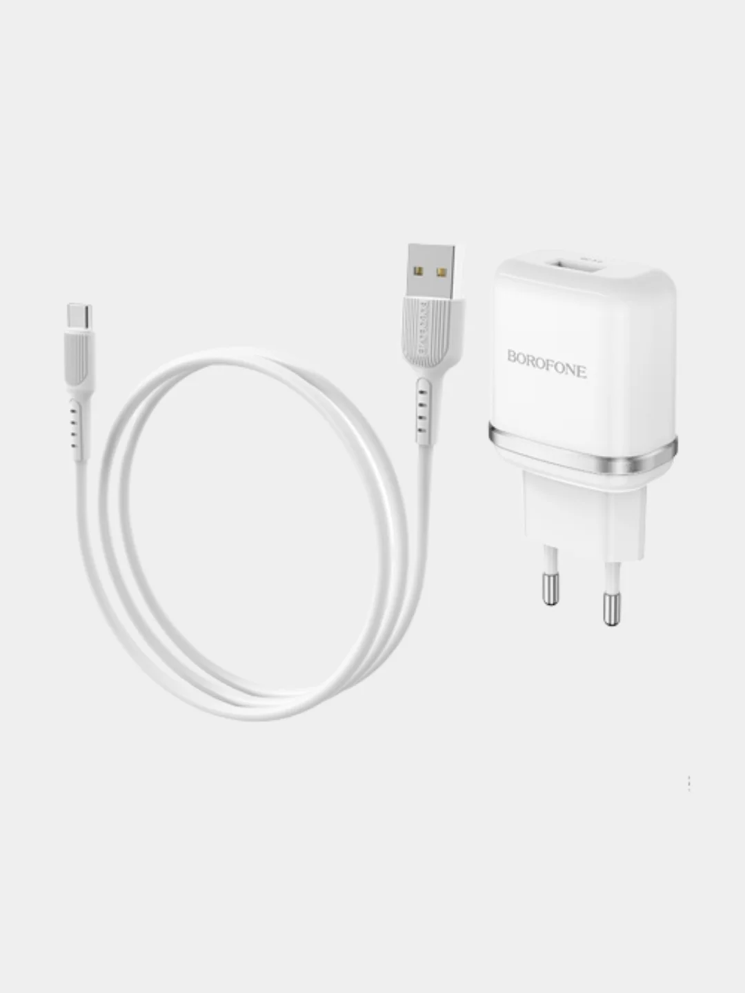 Белый зарядное устройство Borofone BA25A + кабель Type-C/Lightning/ 3A, 5V