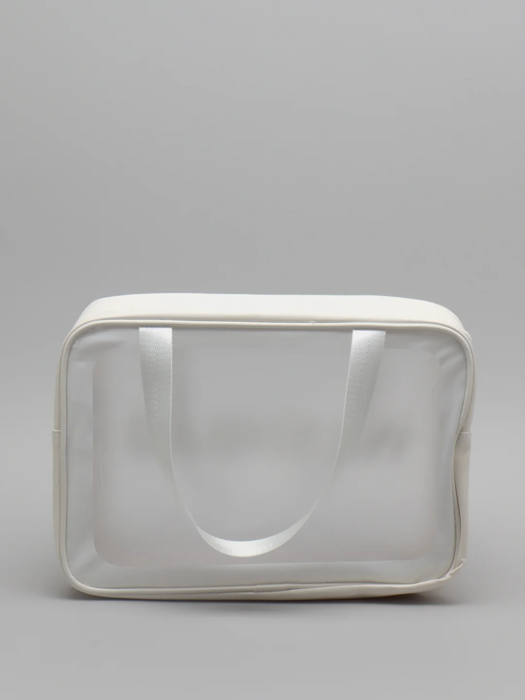 Белый сумка косметичка Washbag с ручками на молнии прозрачная, 4 цвета