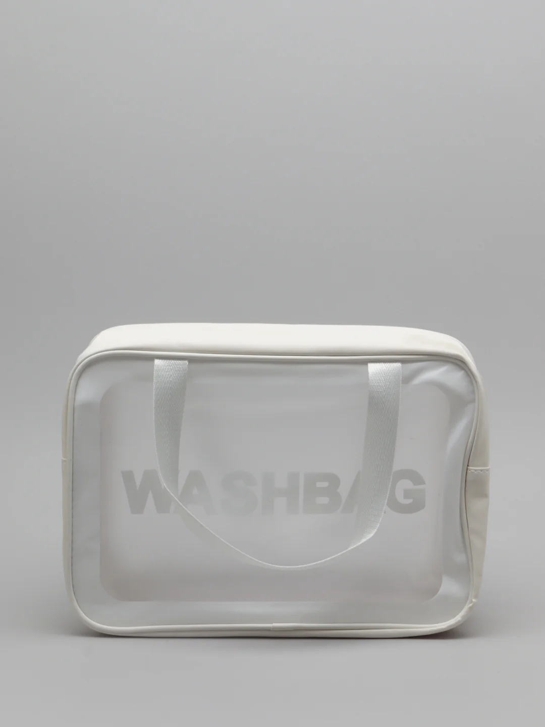 Белый сумка косметичка Washbag с ручками на молнии прозрачная, 4 цвета