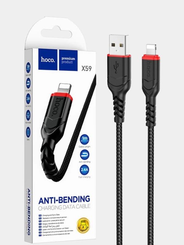 USB-Кабель HOCO X59 для зарядки и передачи данных Lightning/Micro USB/Type-C, 2.4A, 1 м