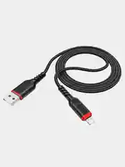 Черный usb-кабель HOCO X59 для зарядки и передачи данных Lightning/Micro USB/Type-C, 2.4A, 1 м