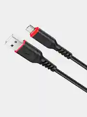 Черный usb-кабель HOCO X59 для зарядки и передачи данных Lightning/Micro USB/Type-C, 2.4A, 1 м