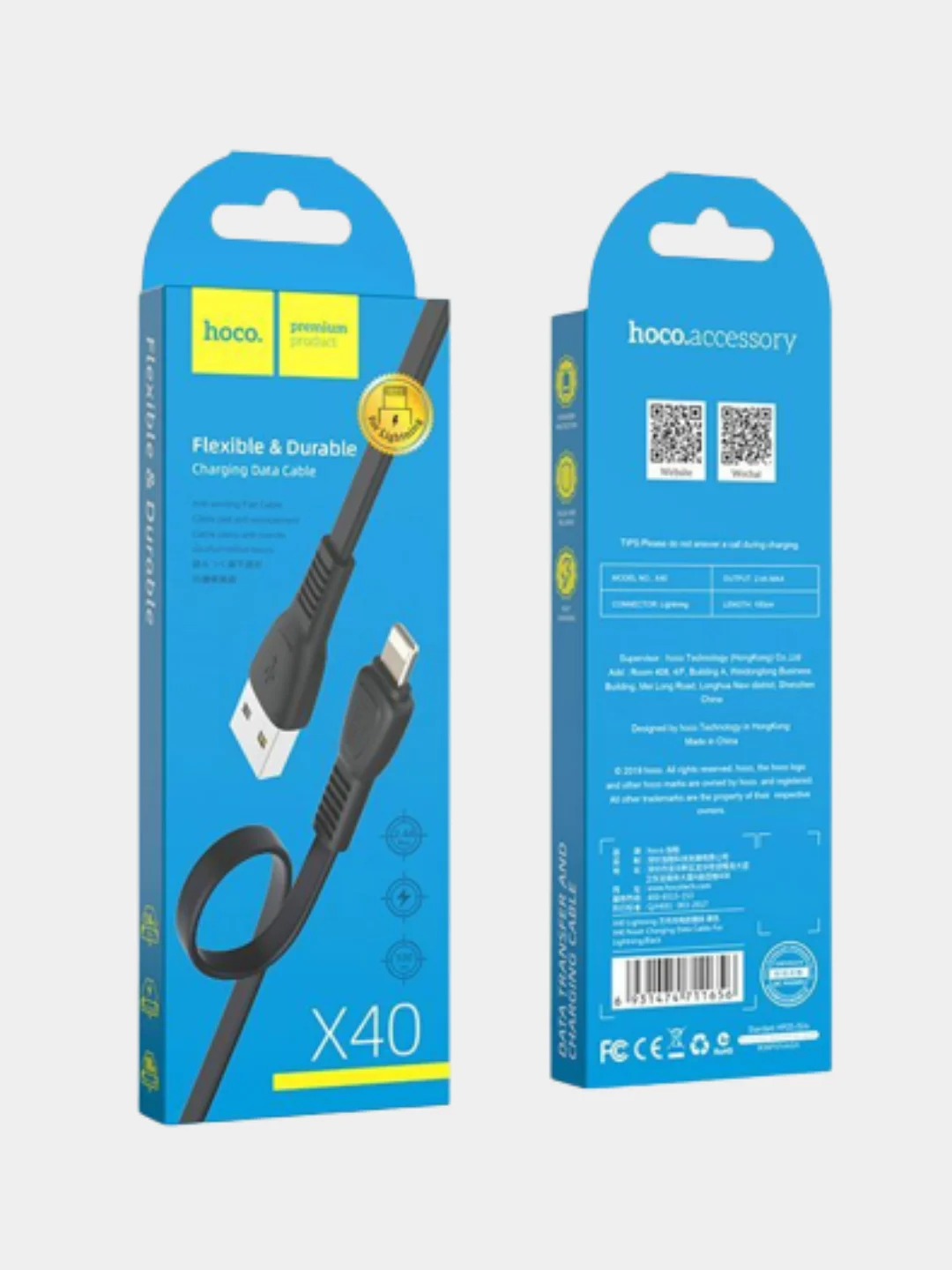 Белый usb-кабель HOCO X40 для зарядки и передачи данных Lightning/Micro USB/Type-C, 2.4A, 1 м