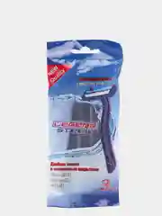 Белый бритва Legend Steel одноразовая, двойное лезвие, с тефлоновым покрытием, 3 штуки
