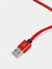 Красный кабель для зарядки 2.1А и передачи данных в джинсовой оплетке 30 см, 1-х, 2-х и 3 -х метра