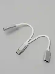 Белый переходник Type-C в AUX мама и USB папа для зарядки
