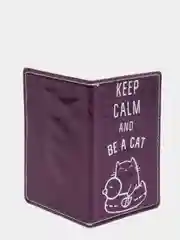 Паспортная обложка "KEEP CALM AND BE A CAT", зеркальный кожзам