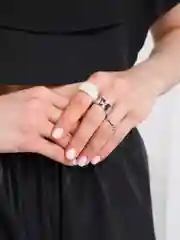Серебряный комплект из 3х колец "Бабочки" и акриловым кольцом / Набор колец