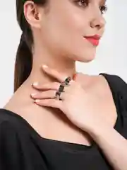 Серебряный женские регулируемые кольца с цепочкой на 4 пальца