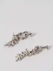 Серебряный серьги-гвоздики с подвесками и декором из страз "Веточка"