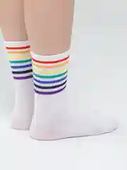 Белый высокие носки "Радуга"