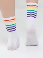 Белый высокие носки "Радуга"