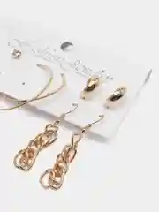 Золотой набор сережек гвоздики, серьги-кольца, цепочки, 5 пар