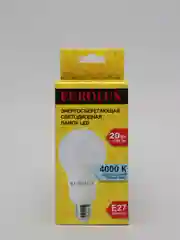 Лампа светодиодная Eurolux Е27, 20Вт, нейтральный белый свет, лампочка цоколь, груша