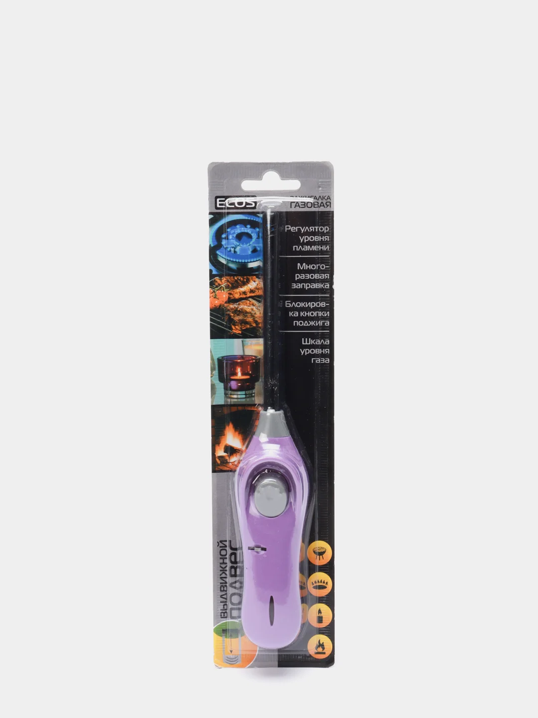 Зажигалка газовая ECOS GLF-002V, фиолетовая