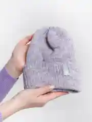 Лавандовый шапка женская "Тыковка", вязаная, с отворотом