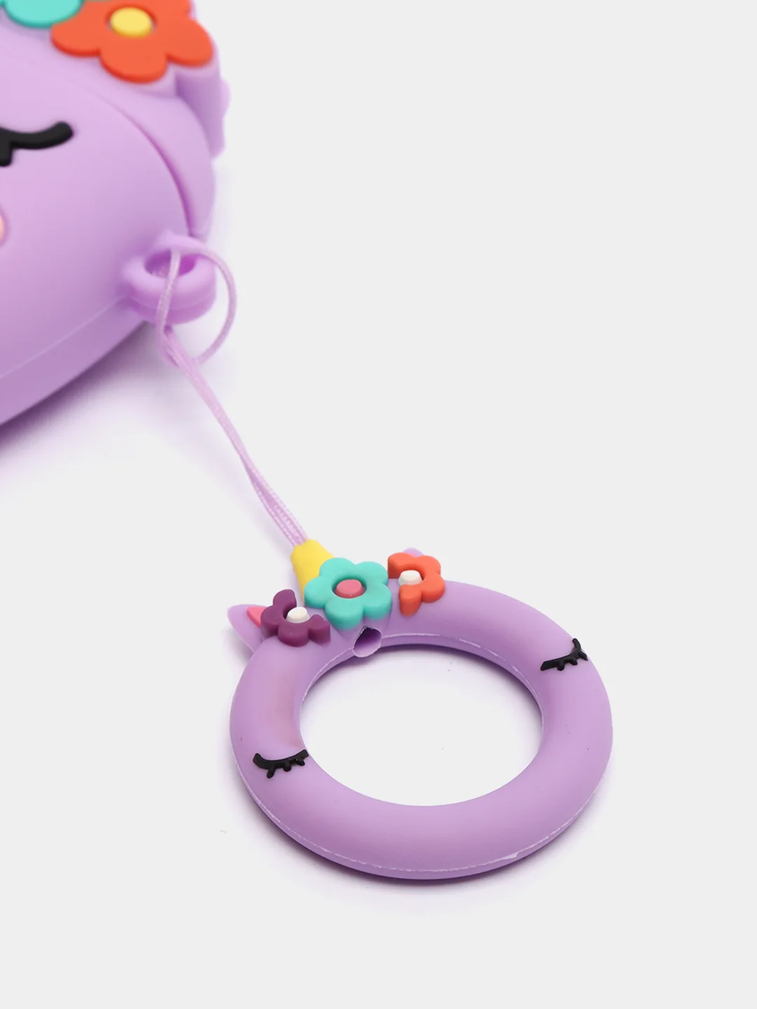Сиреневый чехол для наушников AirPods силиконовый МУЛЬТЯШКИ