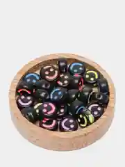 Черный бусины круглые смайлики, фигурки для рукоделия и украшений