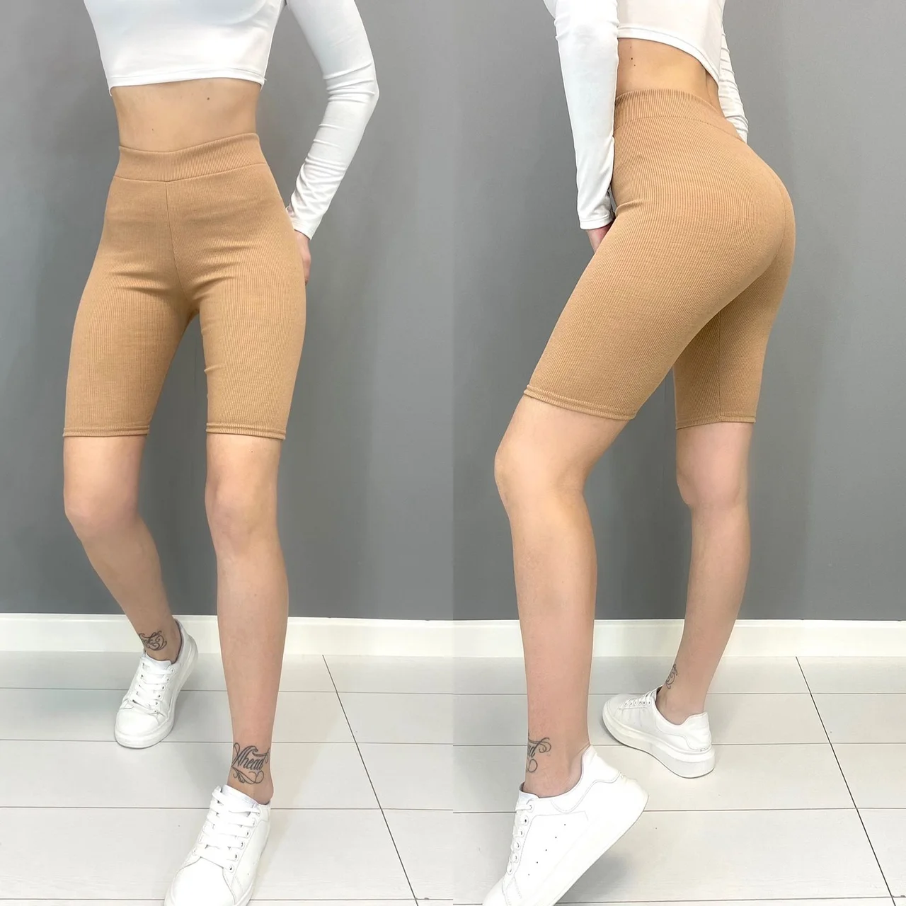Карамельный велосипедки в рубчик "Sport Collection"