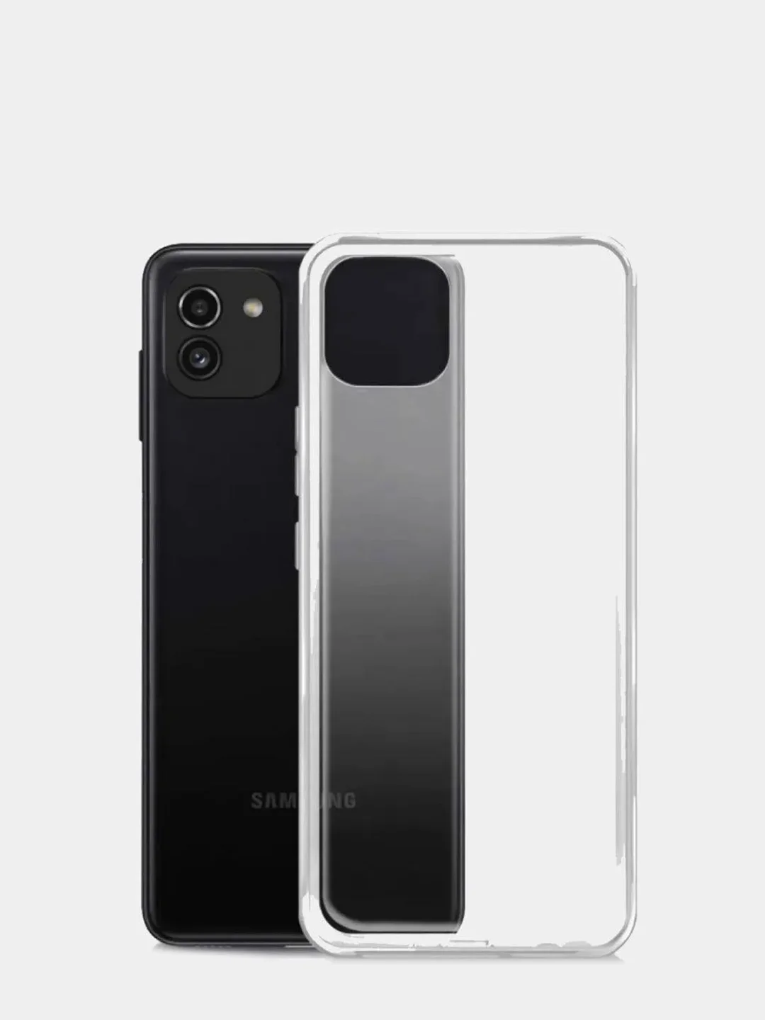 Чехол на Samsung Galaxy A03 силиконовый, прозрачный