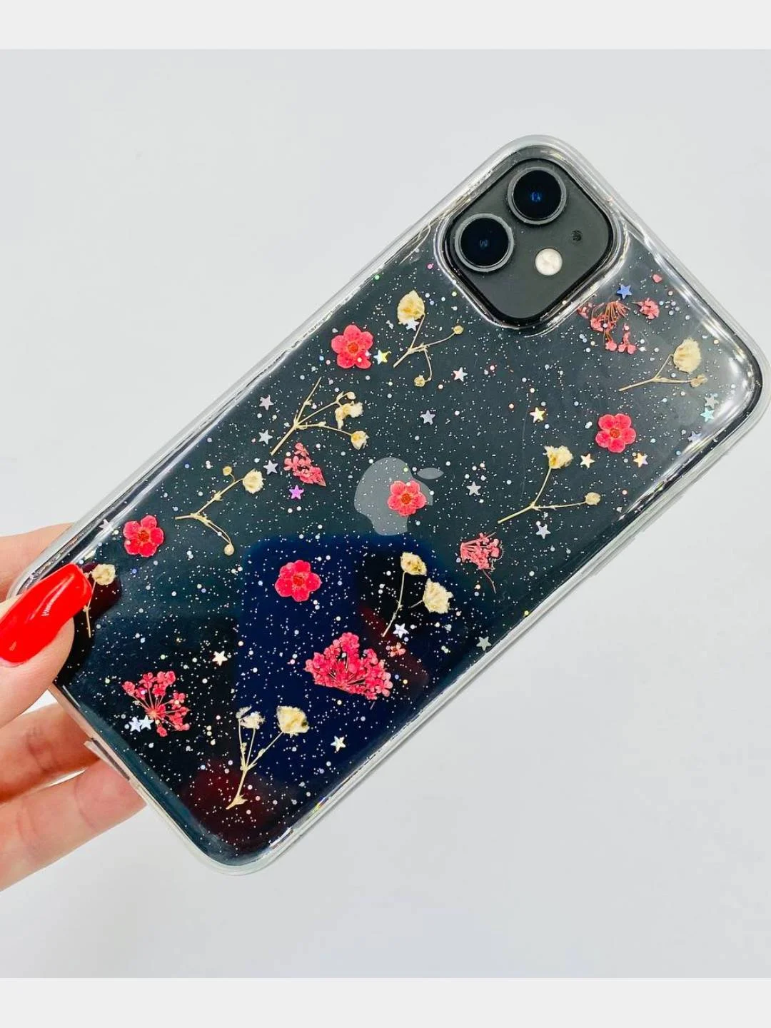 Розовый чехол "Настоящие цветы" для iPhone 11