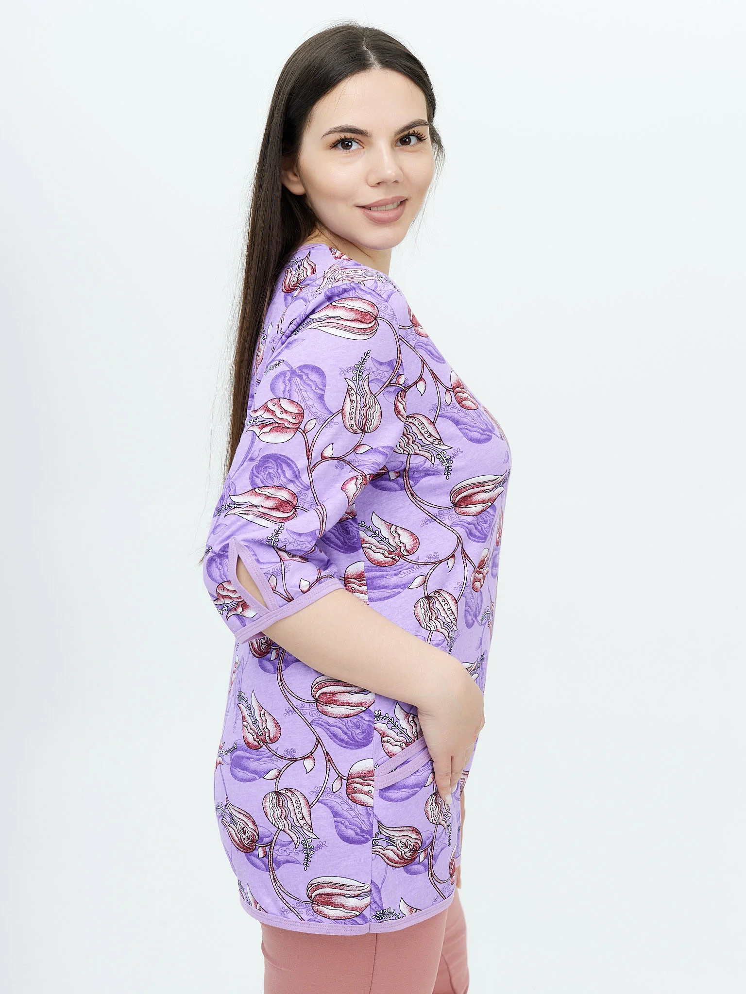 Пурпурный milena21 Туника  женская "Капелька", туника из хлопка