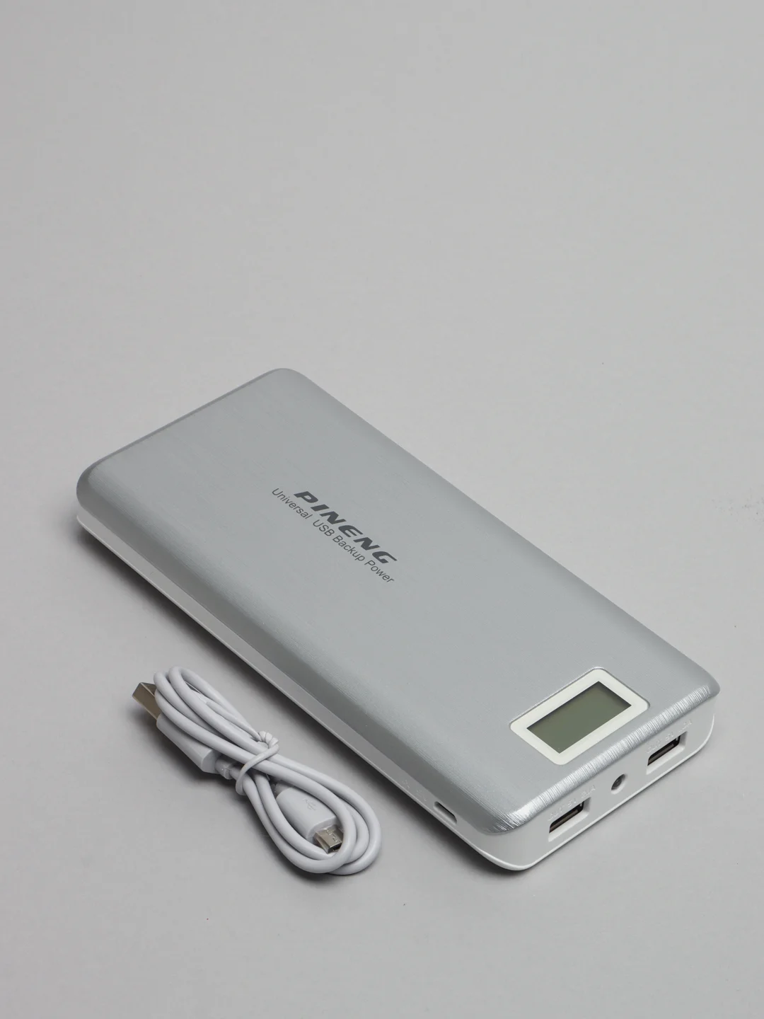 Серебряный внешний аккумулятор Power Bank Pineng PN-999, 20000 мАч