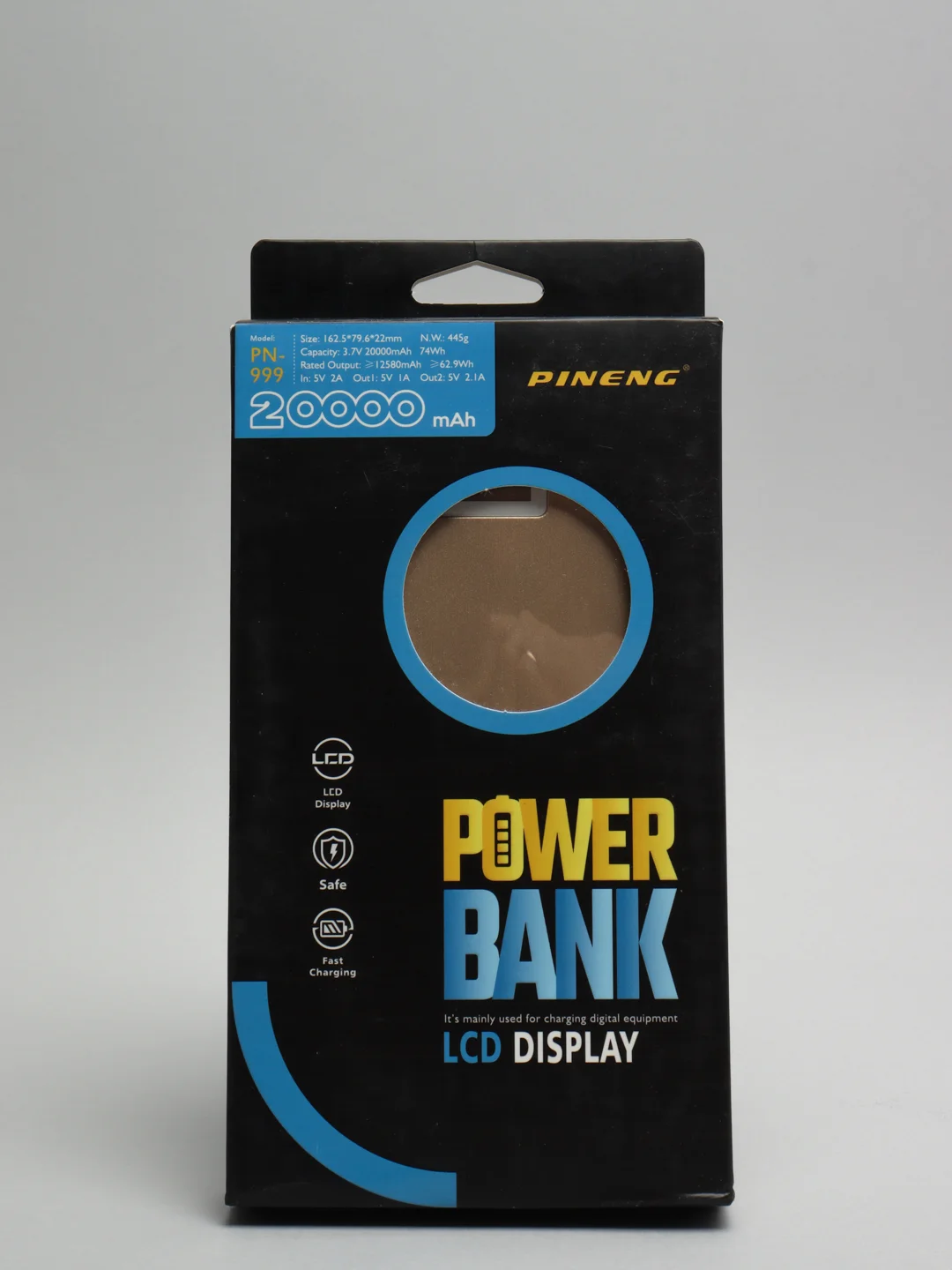 Золотой внешний аккумулятор Power Bank Pineng PN-999, 20000 мАч