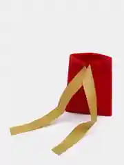 Красный бархатный подарочный мешочек с лентой