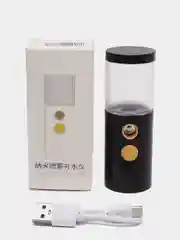Черный увлажнитель воздуха и кожи лица портативный ручной с подсветкой, с USB зарядкой